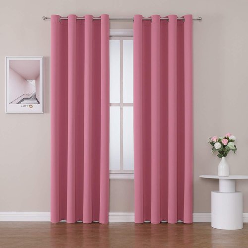 ChrisDowa Blackout Curtains - Thermal Insulated Room Darkening Drapes, 102 Inches Long, Pink, 2 Panels Set