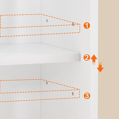HOOBRO Over The Toilet Storage Cabinet, Farmhouse Over Toilet Bathroom Organizer with Doors and Adjustable Shelves, 31.5" L x 7.5" Wx 66.7" H, Space-Saving for Bathroom, Laundry, White WT80TS01N1