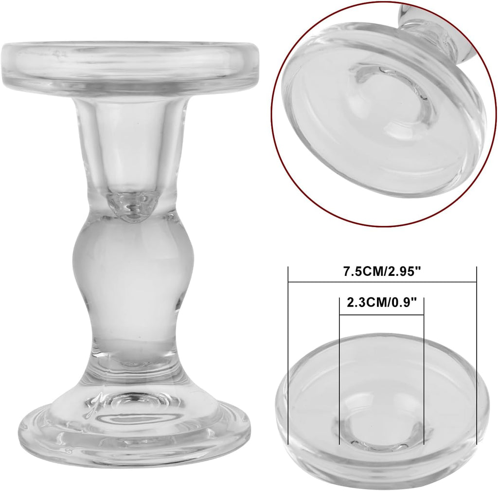 Skiennix 6-Piece Glass Candlestick Set - Elegant Crystal Holders for Weddings & Christmas | Clear