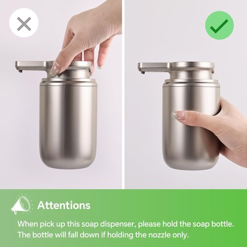 LAOPAO Automatic Foaming Soap Dispenser Plastic, Rechargeable Touchless Foam Hand Soap Dispenser for Bathroom, ABS Soap Pump for Kitchen, Water-Resistant, Xmas Gift 10oz, Plastic (NOT Metal)