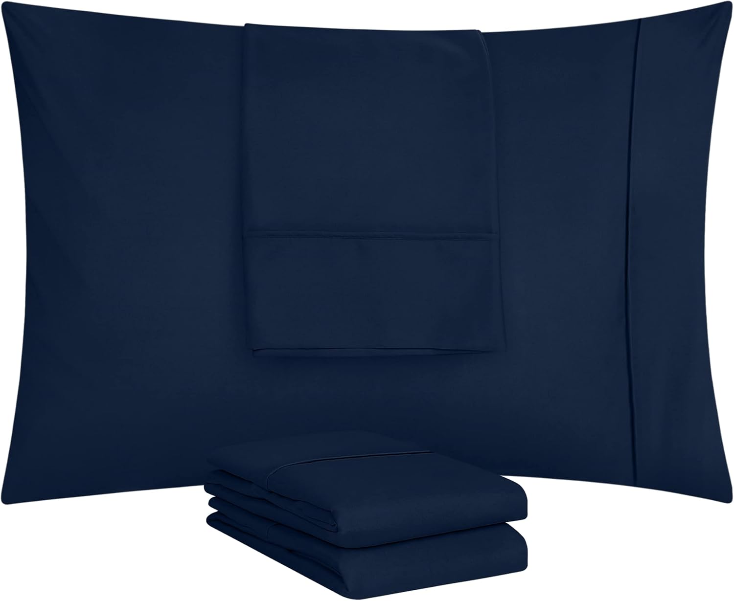 Utopia Bedding King Pillow Cases - Soft Brushed Microfiber - 12 Pack, 20 X 40 Inches, Navy