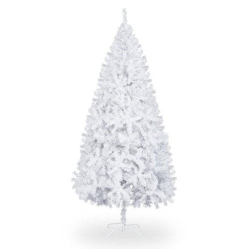 Bonnlo 6 ft White Unlit Artificial Christmas Pine Tree Xmas Tree Holiday Party Decoration with Sturdy Metal Stand, Full 1100 Tips Branch for Indoor and Outdoor