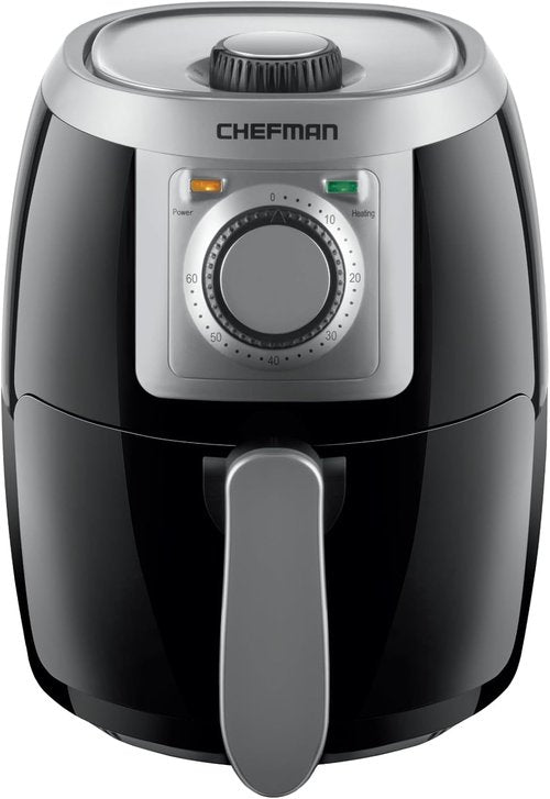 CHEFMAN 2 Qt Compact Air Fryer - Healthy Cooking with Adjustable Temperature & 60-Minute Timer | Nonstick & Dishwasher Safe, Black