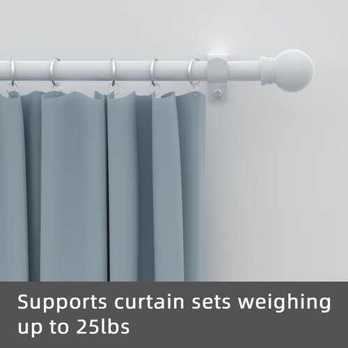 GXOACKJ Heavy-Duty Metal Curtain Rods - Decorative White, 66-120 Inch with Brackets