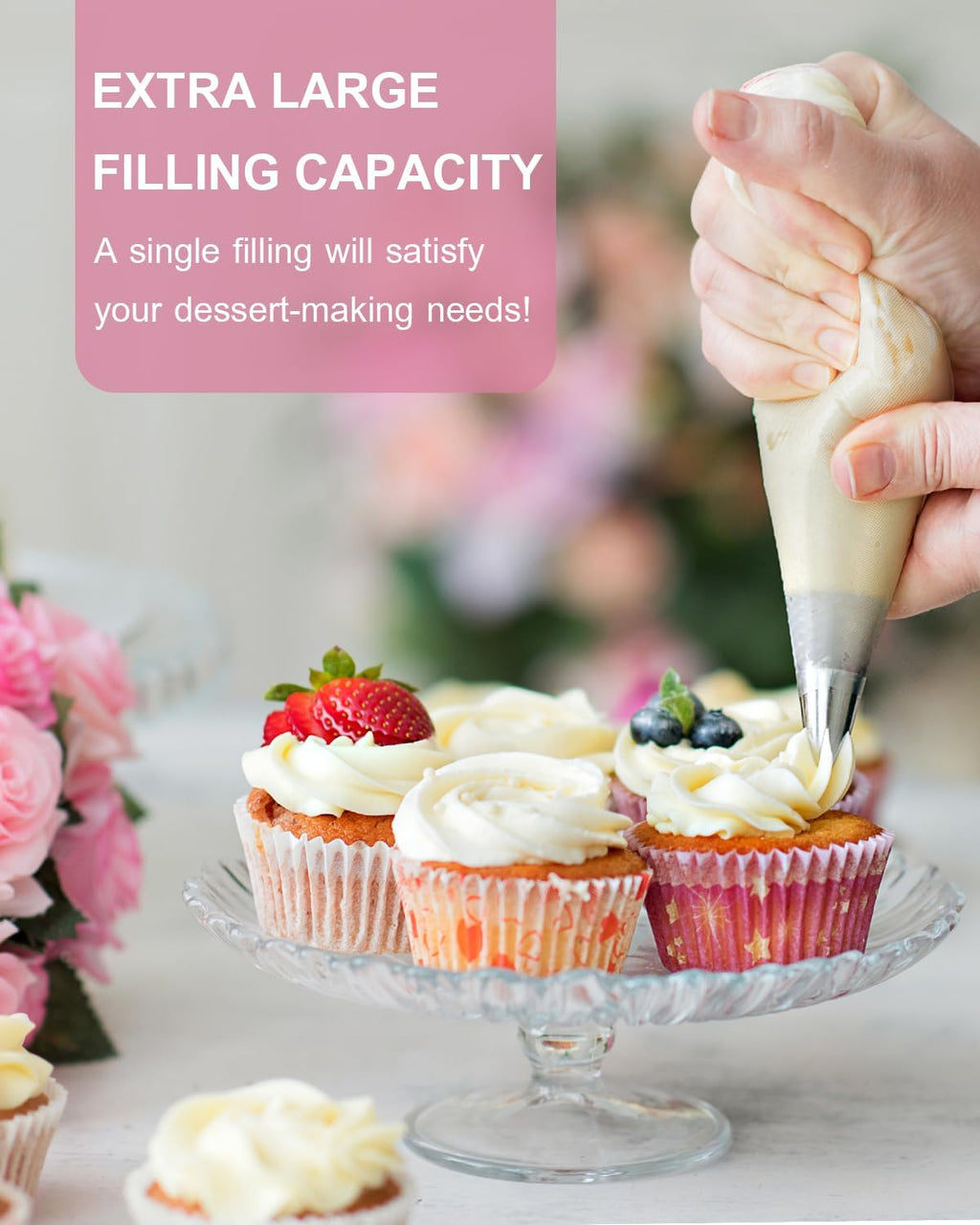 Skiennix 24 Inch Extra Large Disposable Piping Bags - 100 Tipless Thickened Frosting Bags for Cakes & Cookies