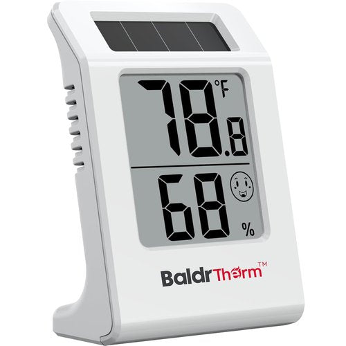 BaldrTherm Digital Thermometer & Hygrometer - Solar-Powered Indoor Temperature & Humidity Monitor | Ideal for Home, Office & Baby Rooms