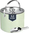 3.2L Insulated Ice Buckets for Parties, Elegant Double Wall Stainless Steel Champagne Buckets with Lid & Scoop,Ideal for Cocktail Bar, Chilling Wine, Champagne