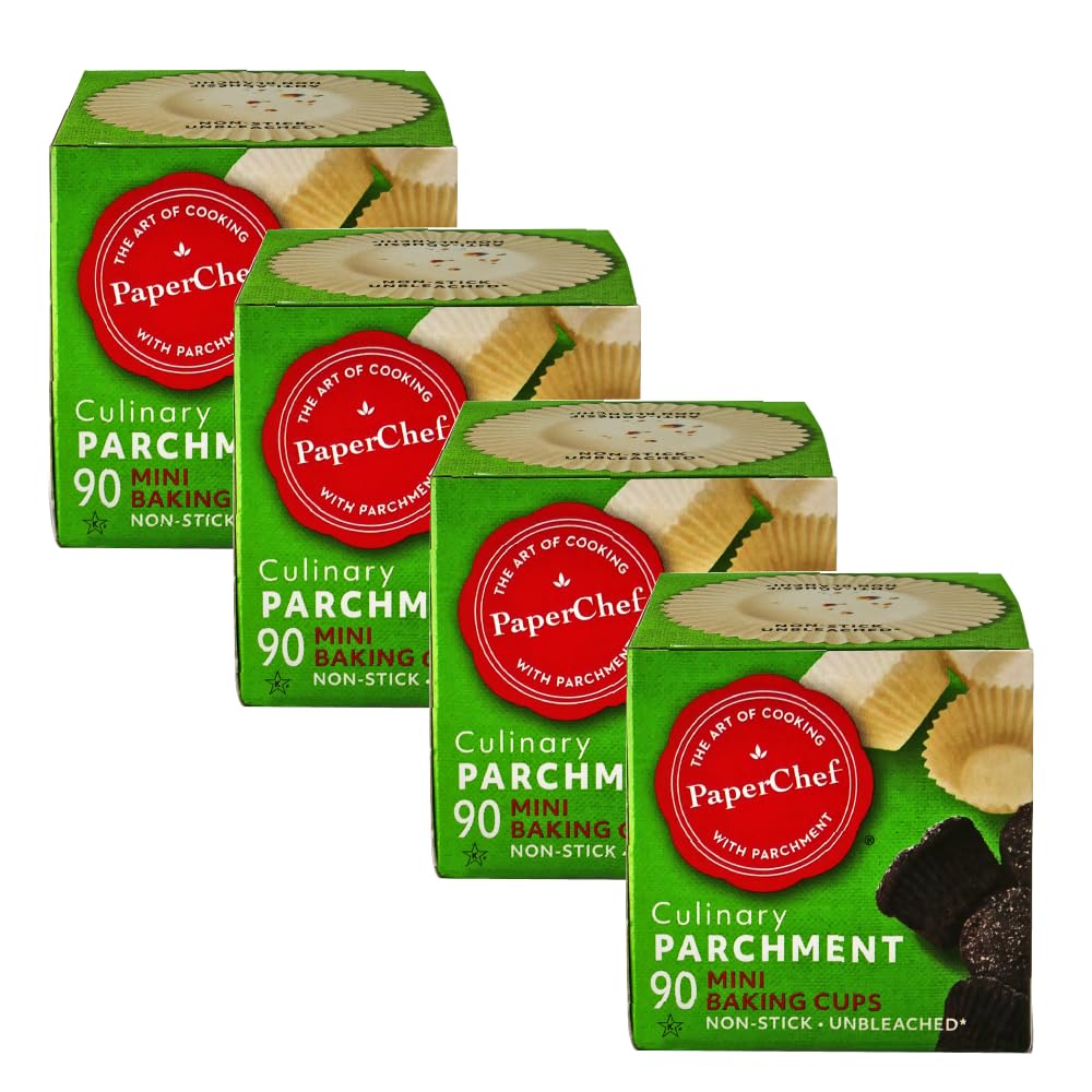 PaperChef Mini Parchment Baking Cups Nonstick Release 90 Count 4 Pack