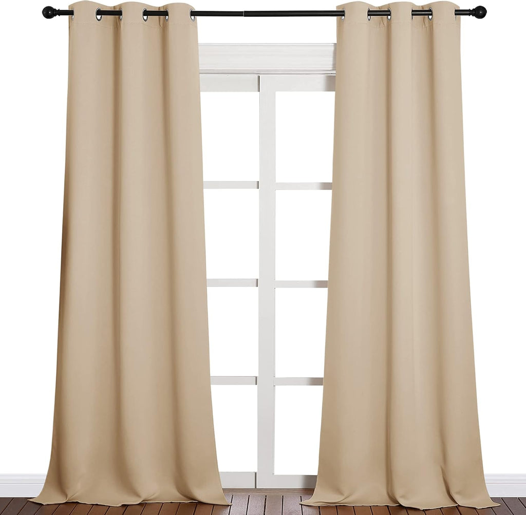 NICETOWN Room Darkening Grommet Panels - 90-Inch Baby Room Curtains in Biscotti Beige (1 Pair)