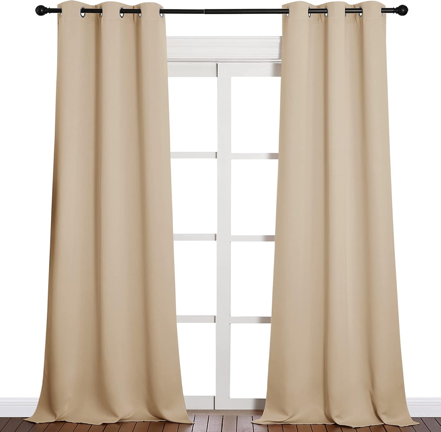 NICETOWN Room Darkening Grommet Panels - 90-Inch Baby Room Curtains in Biscotti Beige (1 Pair)