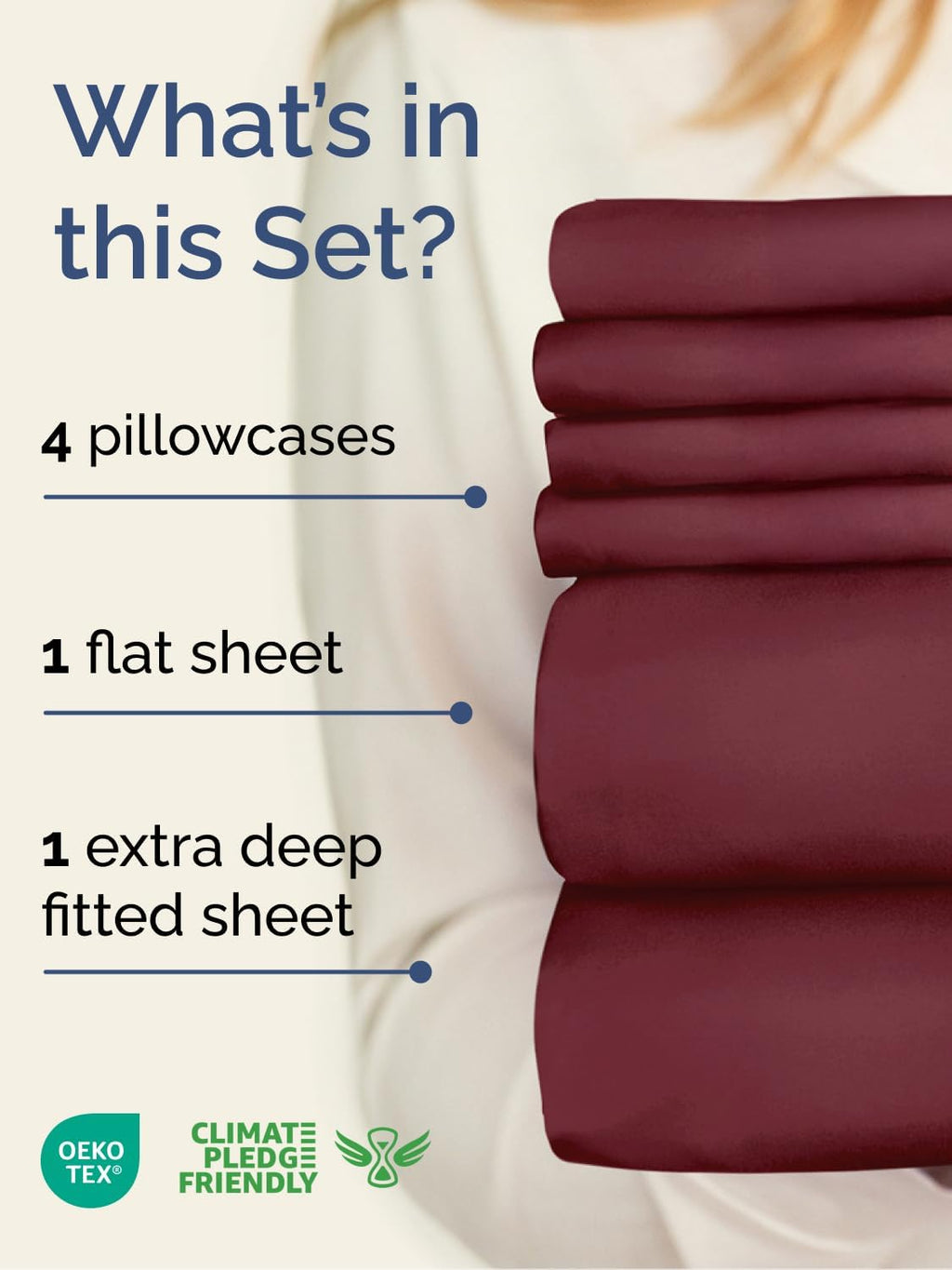 Skiennix Extra Deep Full Sheet Set - 6-Piece Breathable Cooling Bedding - Soft, Wrinkle-Free Comfort - Burgundy
