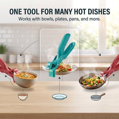 2packs Hot Plate Gripper, Anti Scald Bowl Holder Clip, Heat Resistant Plate Lifter Tongs for Pots, Pans, Bowls & Dishes, Multi-purpose Non-slip Kitchen Gripper for Microwave Oven Cooking