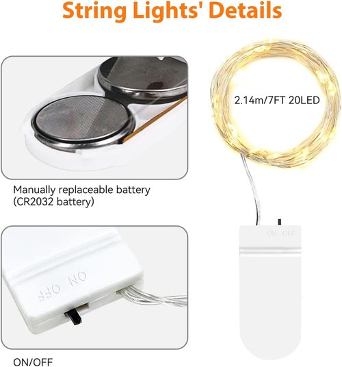 Litogo 24 Pack Fairy Lights - Battery Operated 7ft 20 LED Waterproof String Lights for Weddings & Decor | Warm White
