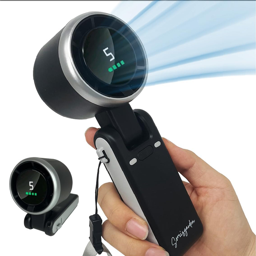 Skiennix Portable Handheld Turbo Fan - 3-in-1 Battery Operated with 5 Speeds | 20-Hour Runtime, Black
