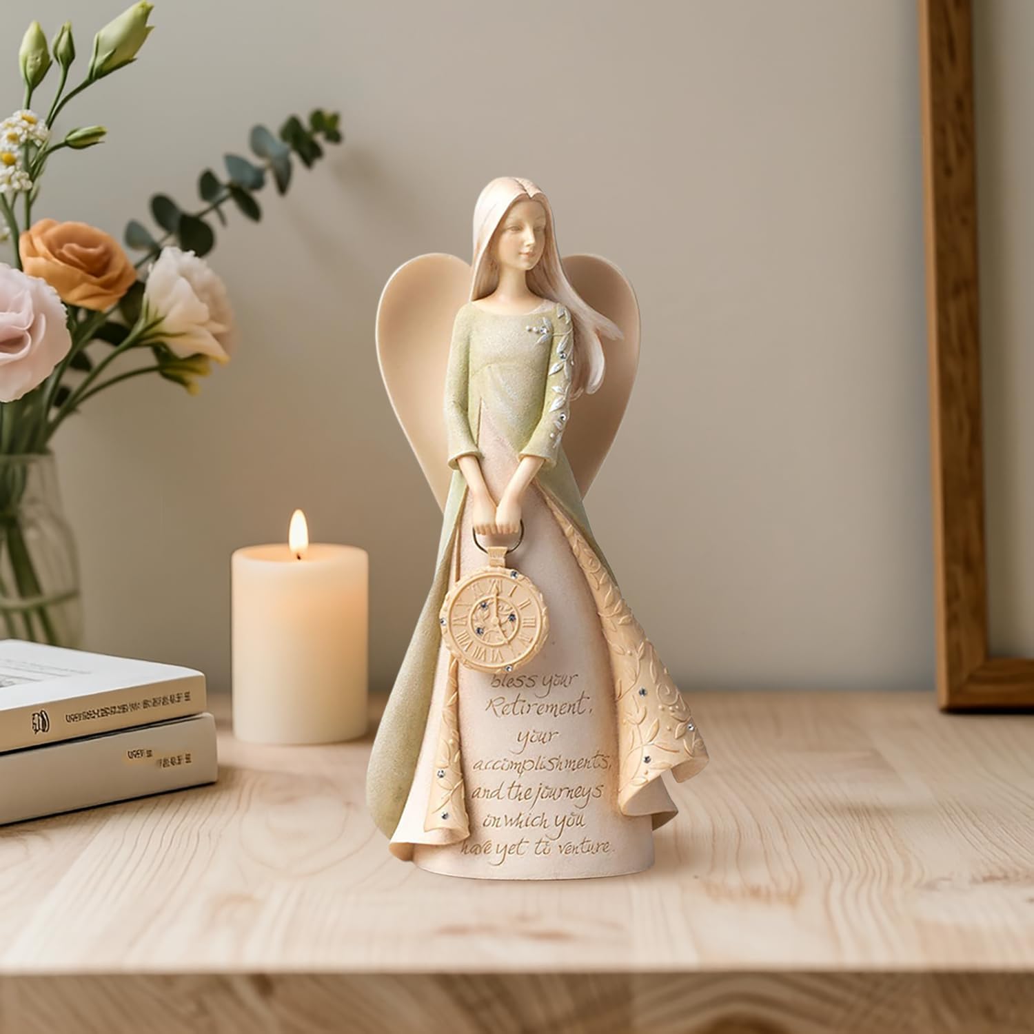 Skiennix Elegant Retirement Angel Figurine Set - 6.5" Gift for Coworkers, Teachers, Nurses & Friends | Perfect Retirement Party Decor