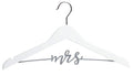 Pearhead Mrs. Wedding Dress Hanger, Wooden Bridal Gown Hanger with Cursive Wire Lettering, Wedding Photo Prop and Bridal Keepsake, White and Silver