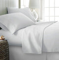Elegant Decor 4 Piece Queen Bed Sheet Set - Luxury 300 GSM Double Brushed Microfiber - 16 Inch Deep Pockets, Wrinkle Resistant, Cool & Breathable (White)