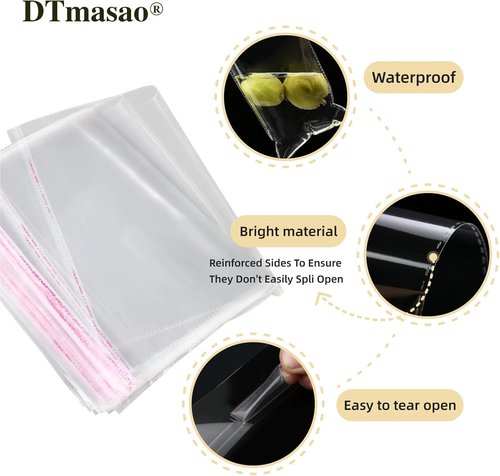 4x6 Inches 100 Pcs Clear Self Sealing Cellophane Bags Cookie Bags Resealable Cellophane Bag for Packaging Cookies,Gifts,Favors, Products,Candy