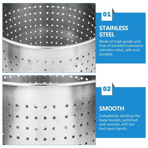 UPKOCH Large Stainless Steel Steamer Basket Stock Pot Insert, Seafood Boil Strainer for Crawfish Crab Shrimp, Metal Cooking Frying Steam Bucke