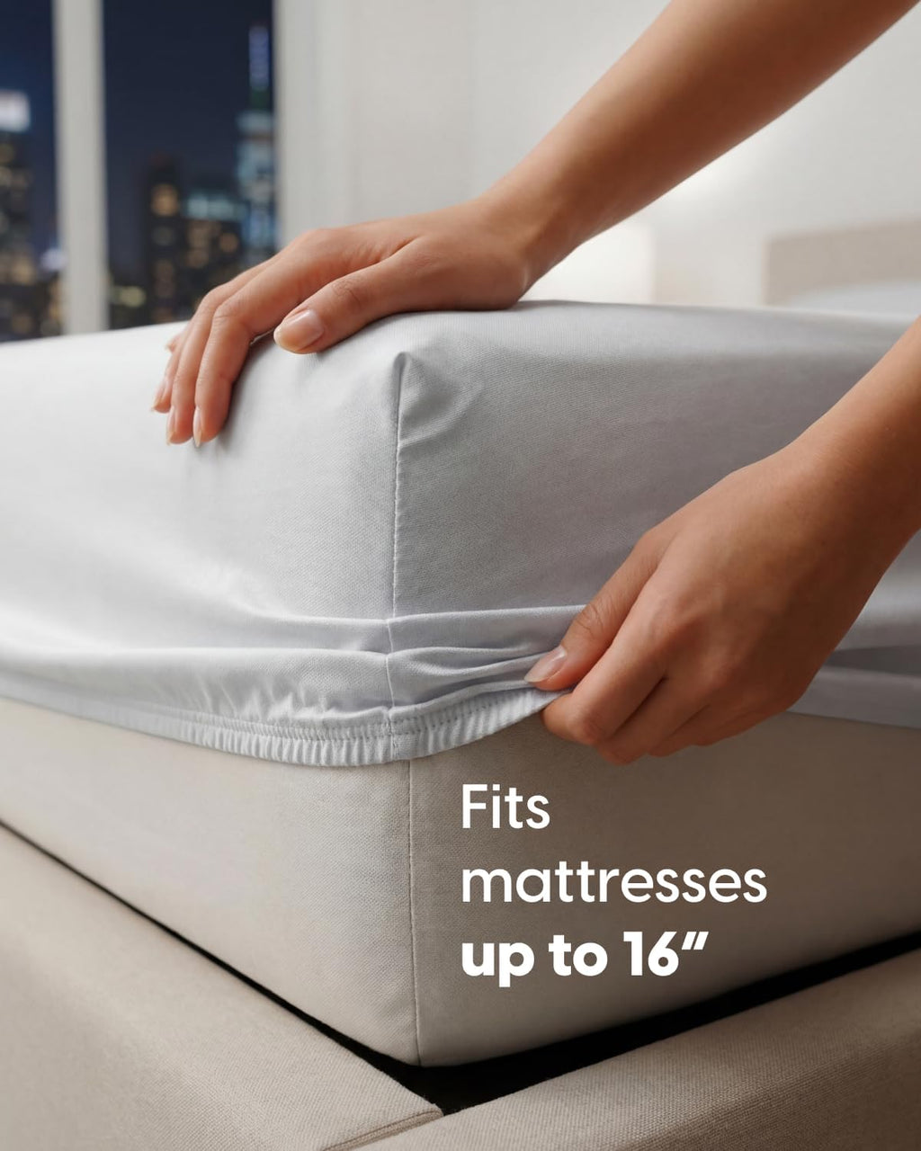 Sleepy Town Queen Size Bed Sheets - Extra Soft & Cooling 4-Piece Set - Deep Pocket Microfiber (White)