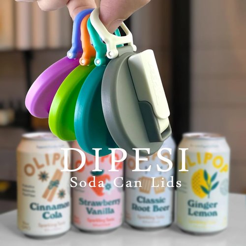 DIPESI 6 pack 6 color Soda Can Lids with Straws, Reusable Silicone Straws Soda Can Covers, BPA-Free,Airtight Seal, Easy to Use, Prevents Spills, Fits Standard Cans.