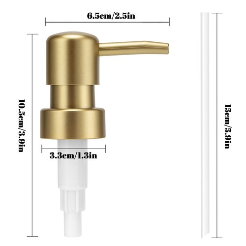 Soap Dispenser Pump Replacement for Standard 28/400 Thread Size Kitchen Soap Dispenser Pump Head for Regular Mouth Bottle Bathroom Countertops,2 Pack(Gold)