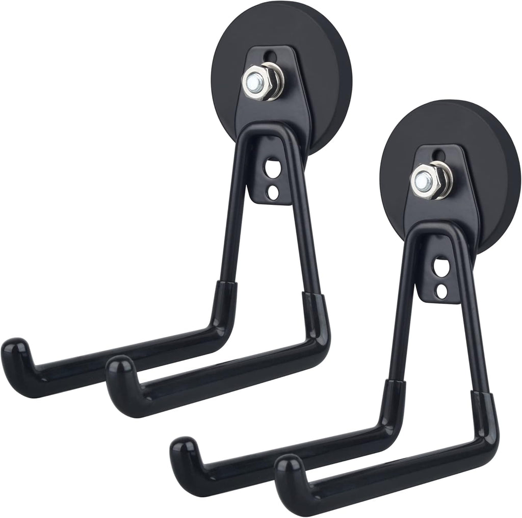 ULIBERMAGNET Magnetic Hooks - Heavy Duty Extra Large Tool Organizers for Workshop | 2 Pack (Black)