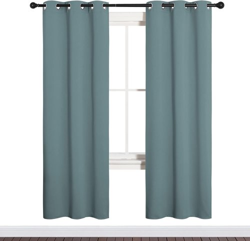 NICETOWN Modern Blackout Curtains - Noise Reducing Thermal Insulated Drapes | Greyish Blue, 2 Panels, W34 x L72-Inch