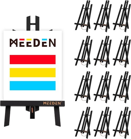 MEEDEN Tabletop Easel Stand - 16" x 12" Pine Wood Mini Display for Painting & Signage - Black