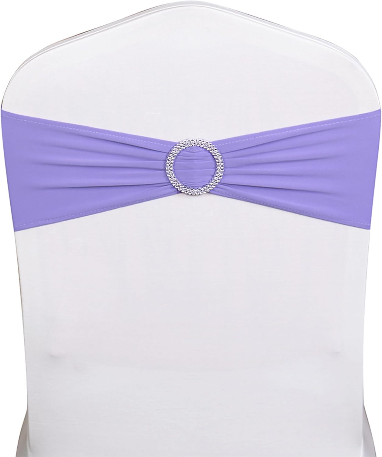 Skiennix Spandex Chair Sashes - Pack of 50 Lavender Chair Bows for Weddings & Events