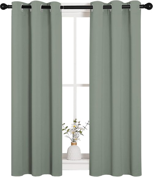 NICETOWN Blackout Curtain Panels - Thermal Insulated Draperies | 29x45 Inches, Greyish Green (1 Pair)
