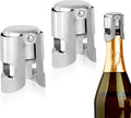 2pcs Champagne Stoppers, Stainless Steel Sparkling Wine Glass Bottle Save Sealer with Locking Clamp Leak-Proof Reusable Champagne Cork for Prosecco Cava Keep Bubbles Fresh