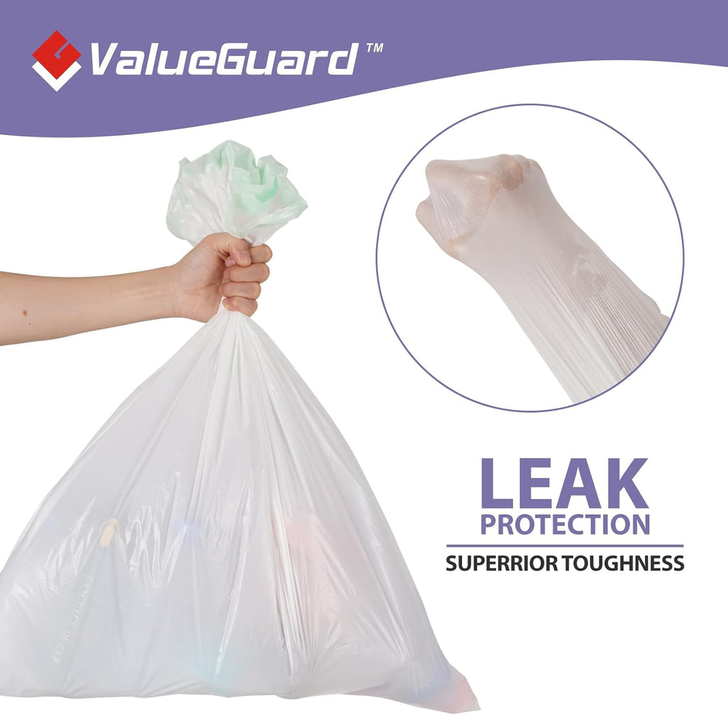 ValueGuard 13 Gallon Drawstring Trash Bags - Durable Tall Waste Bags for Kitchen & Office (200 Count)