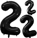 GOER Black Foil Number 2 Balloons - Giant Birthday Party Decorations | 3 Pack (42", 32", 16")