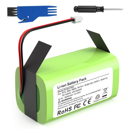 TREE.NB Replacement for RVBAT850 Shark Ion Battery R75 R85 RV850C S87 RV761 RV771 RV850C RV1001AE RV1000S RV1100VL UR1000SR RV700_N RV720_N 3.0Ah 14.4V (2-Prong Connector, NOT for 3-Prong Connector)
