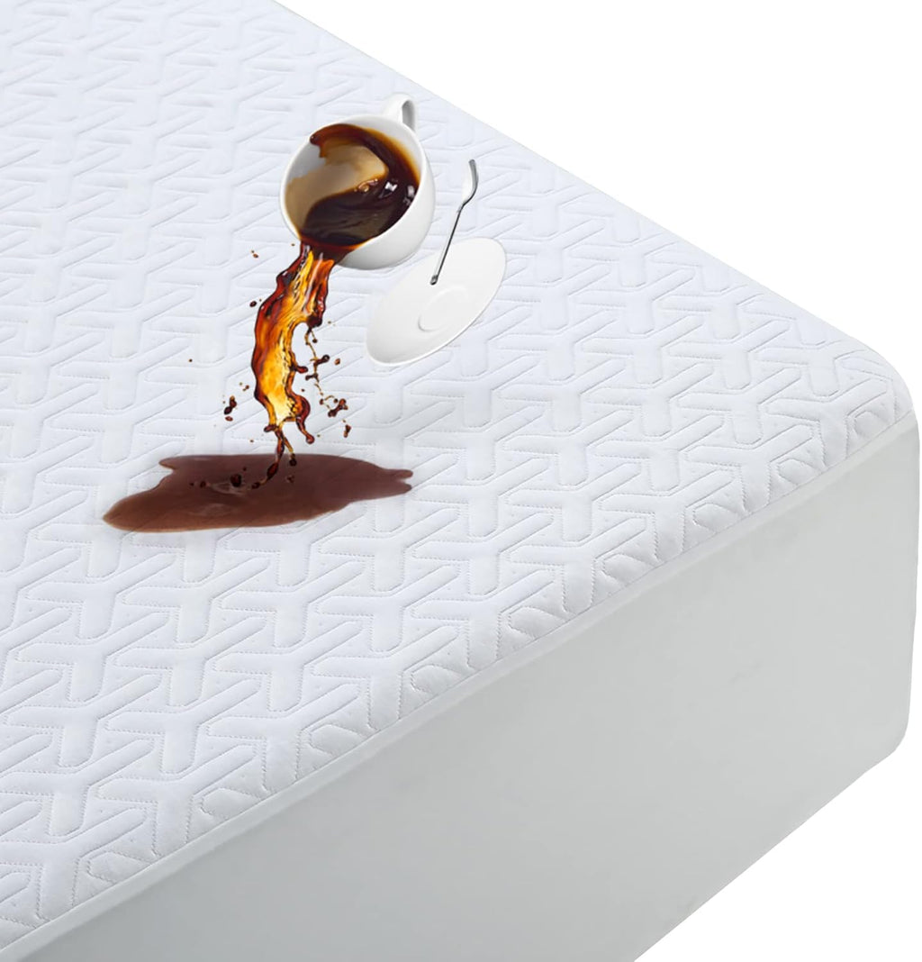 Skiennix Premium Waterproof Mattress Protector - Breathable 4D Air Cooling Queen Size Pad | Noiseless & Vinyl Free (White)