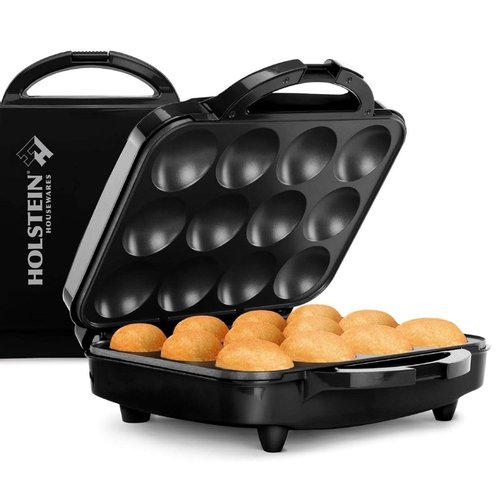 Holstein Housewares Non-Stick 12-Count Electric Cupcake Maker Machine – Bakes 12 Cupcakes, Muffins, Pizza Cups, Cinnamon Buns – Perfect for Gifts, Birthdays, Holidays, or Bake Sales, Black