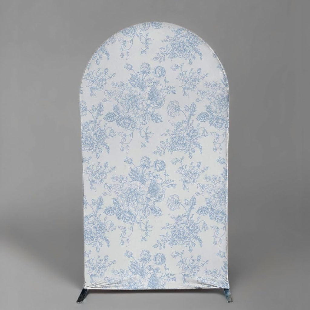 Something Blue Arch Backdrop Cover - Floral Design for Wedding & Bridal Shower | 2.6x6ft