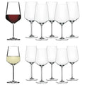 Spiegelau Style Red and White Wine Glasses, Modern Stemmed Wine Glasses, Elegant Glassware for Dinner Parties, Home Bar Cart Accessories, Hosting Essentials, and Wedding Gifts, Set of 12