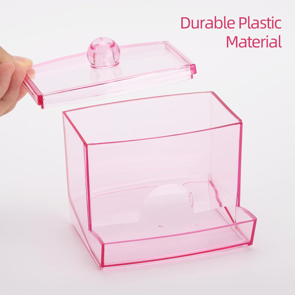 Tbestmax Cotton Swab Holder Dispenser - 10oz Bathroom Organizer for Qtips & Cotton Balls (Pink)