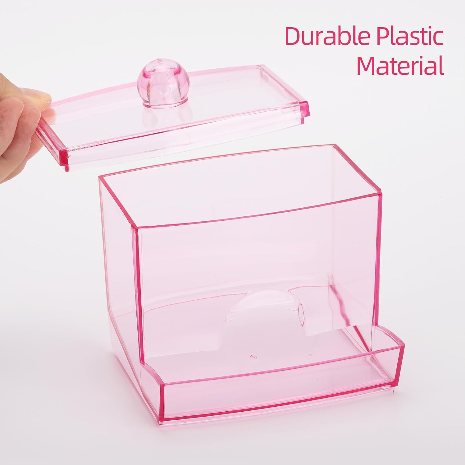 Tbestmax Cotton Swab Holder Dispenser - 10oz Bathroom Organizer for Qtips & Cotton Balls (Pink)