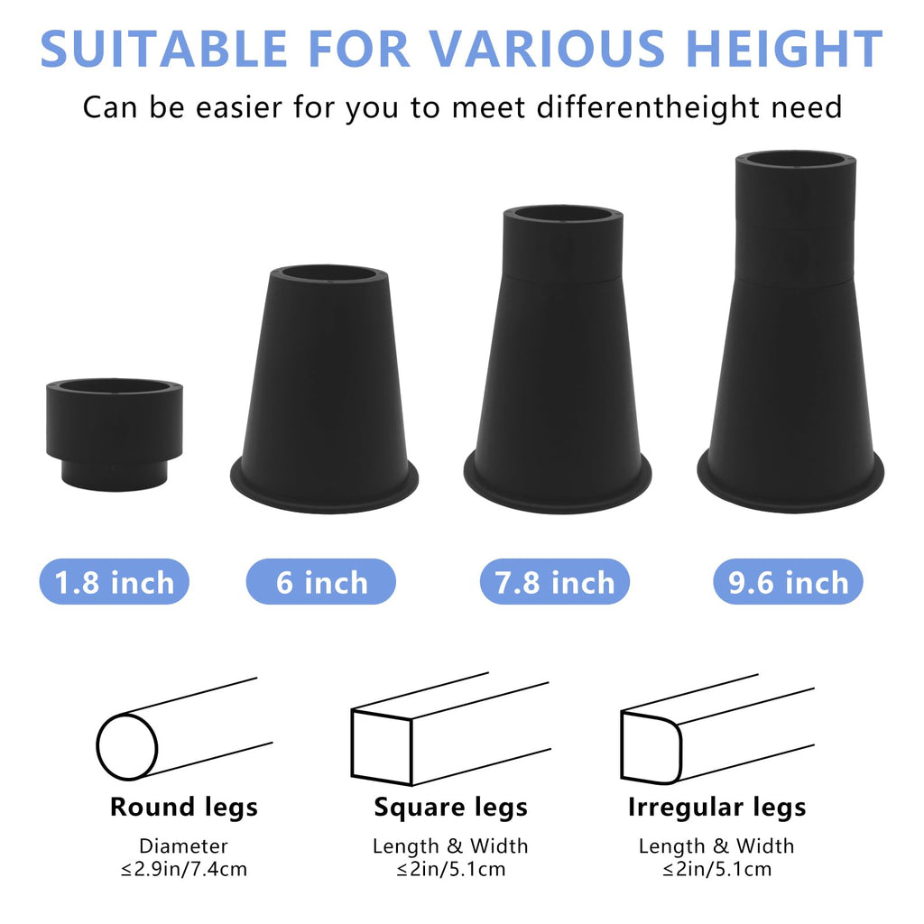 HANIHUA 9 Pack Bed Risers Furniture Risers 6 inch Heavy Duty, Bed Lifts Risers for Table, Couch, Desk, Chair Legs, Refrigerator, Bed Frame Risers Supports Up to 3,300 Lbs