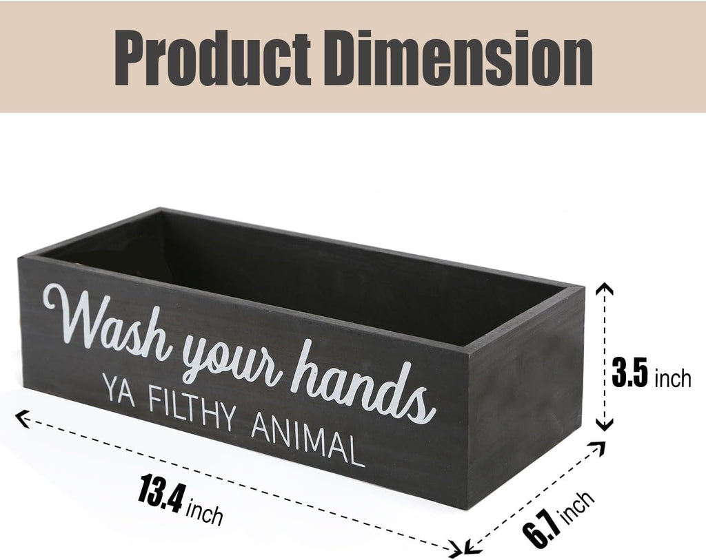 Skiennix Bathroom Decor Box - Rustic Toilet Paper Basket with Farmhouse Signs | Black Color