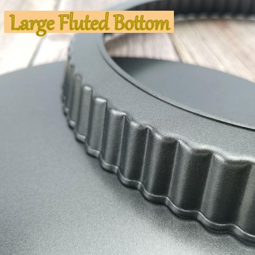 KUAYB 9 Inch Tart Pan with Removable Bottom, Quiche Pan Carbon Steel Heavy Duty Nonstick Pie Pan- Fluted Edges Loose Bottom, Extra Hgh 1.2-Inch Depth for Baking Fruit Tarts, Pies