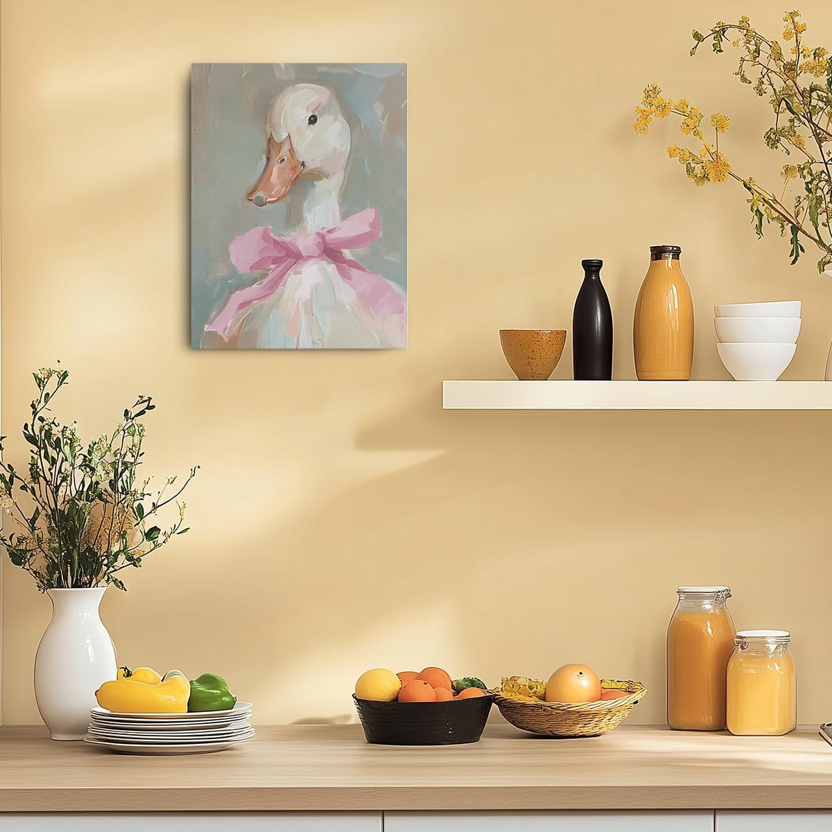 Skiennix Cute Duck Canvas Wall Art - Framed Aesthetic Decor for Animal Lovers | 11.5x15 Inches