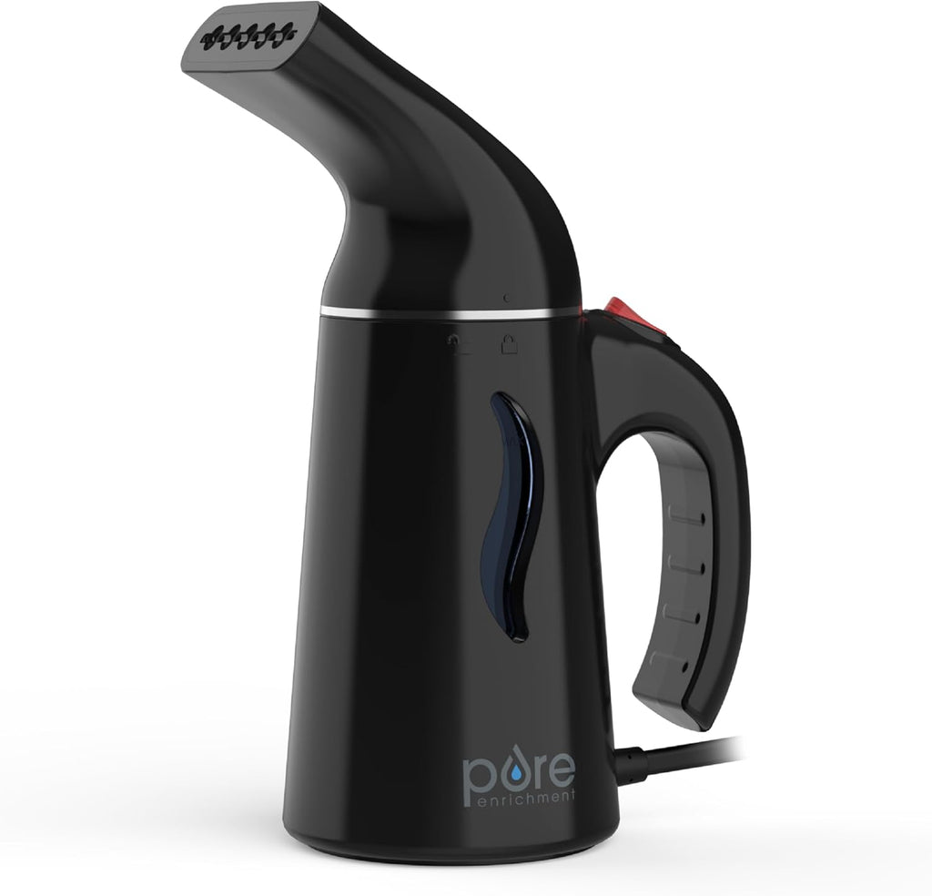 Pure Enrichment Portable Fabric Steamer - Fast-Heating Handheld Garment Steamer for All Fabrics | Lightweight & Safe (Black)