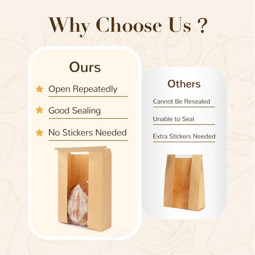 200 Pack Paper Bread Bags with Tin Tie Tab for Homemade Bread, Large Bakery Bag with Window Round Sourdough Loaf Bags for Bake Sale and Gift Giving (8.3x3.5×13 Inches)