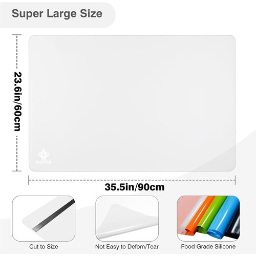 35.5" x 23.6" Extra Large Silicone Mat, Silicone Craft Mat for Placemat Baking Painting Clay Art and More (Translucent)