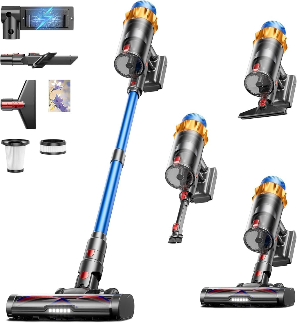 Skiennix Cordless Vacuum Cleaner - 650W, 55KPA Suction Power, 70 Minutes Runtime | Lightweight & Self-Standing for Home, Carpet & Pet Hair