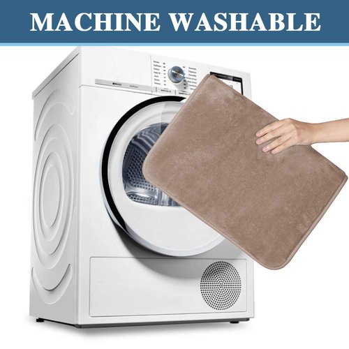 H.VERSAILTEX Bath Mat Memory Foam Set Bathroom Rug Set Flannel Velvety Bath Mat Luxury Extra Soft and Absorbent Non Slip Rugs for Bathroom/Bedroom Washable(2 Pack- 20"x 32"/ 17"x 24", Taupe)